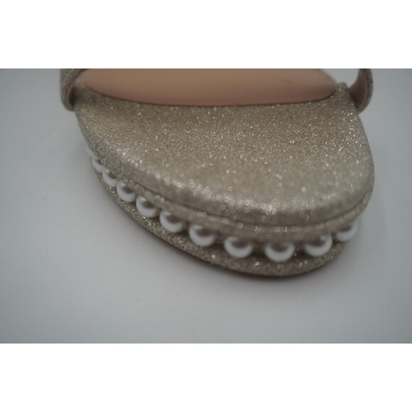 Stuart Weitzman Nudist Disco Pearl Glitter Ankle Strap Platino High Heel Size 10 - Picture 7 of 16